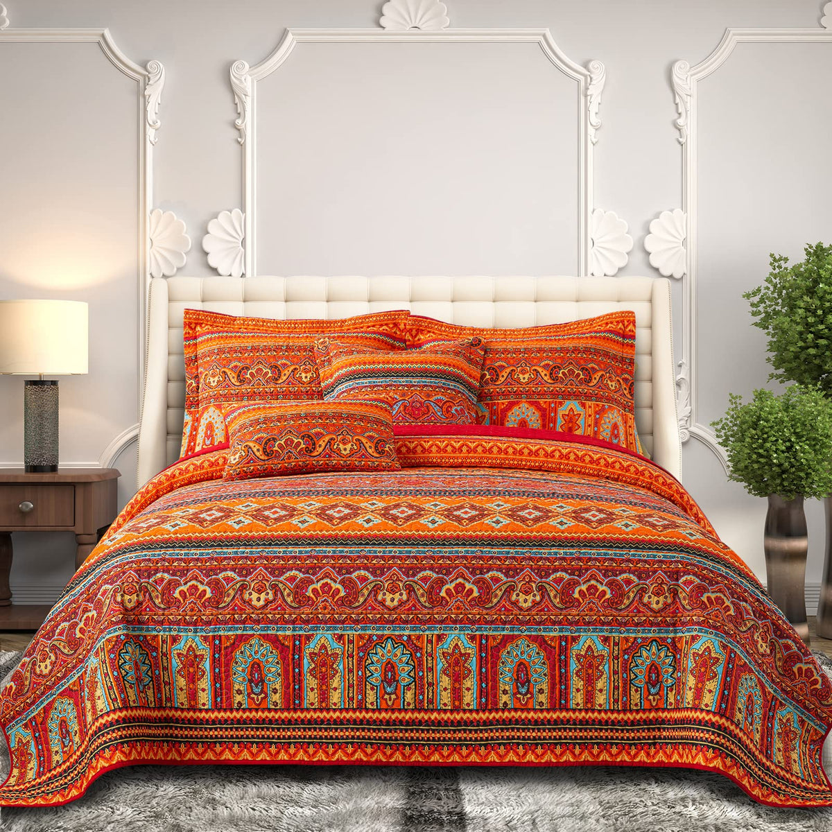 BEDIFANY 100% Cotton Cover Quilts King Size for Farmhouse- Fall Bedspread