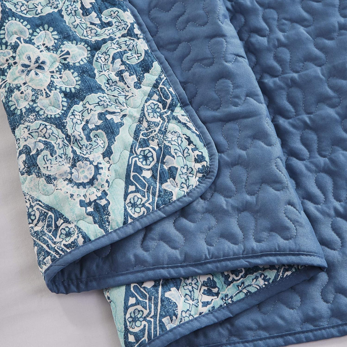 Comfort Spaces Gloria Boho Twin XL Quilt Set 2 Piece for Summer Aqua