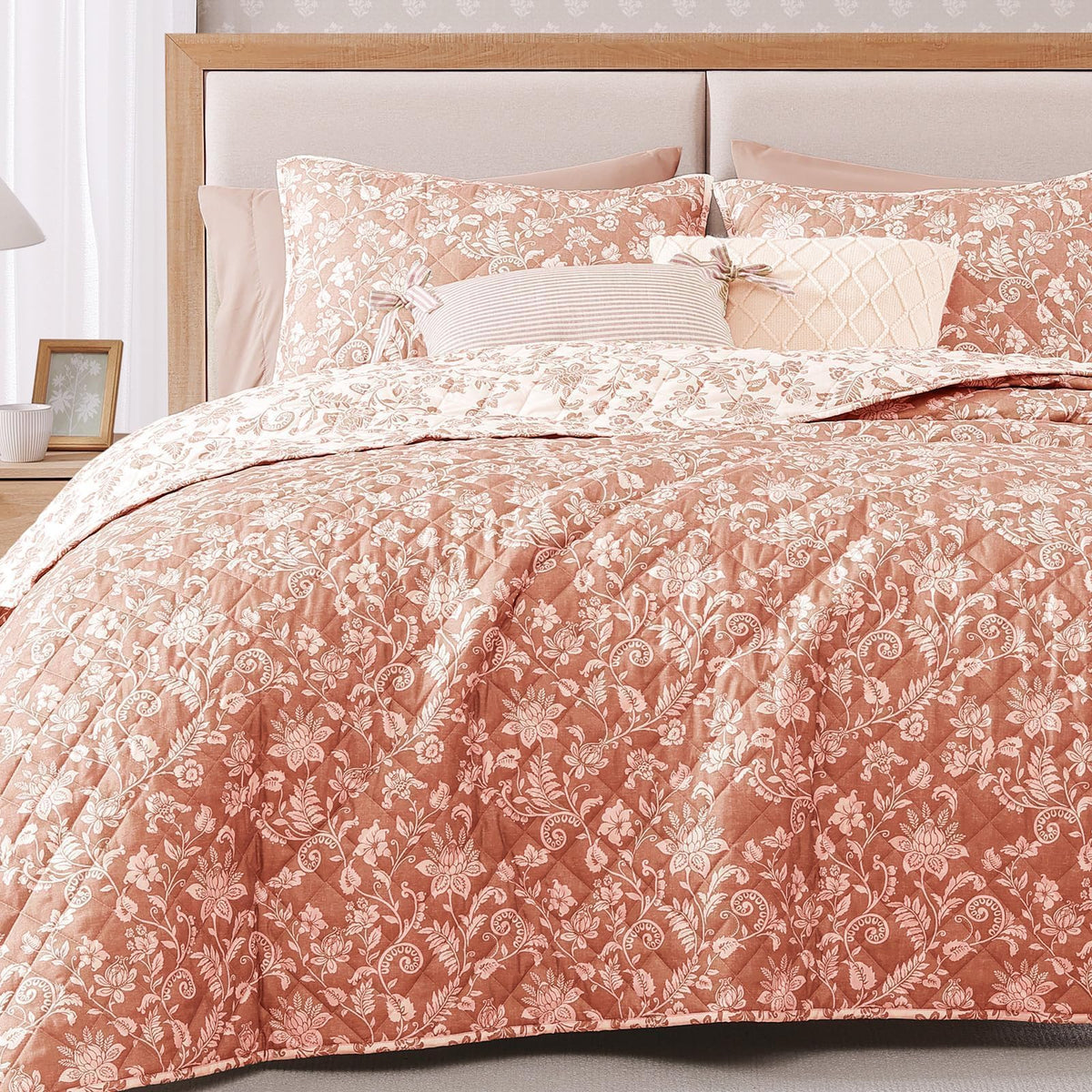 Twin/Twin XL Quilt Set-2 Pieces Soft Bedding Floral Reversible Coverlet
