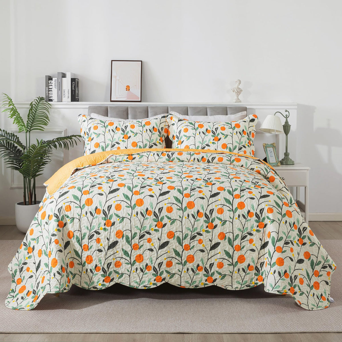 HoneiLife Oversized King Bedspreads 120x120 - Beach Quilt 3 Pieces, Coastal Quilt Sets, California King Quilt, Nautical Bedspreads Ocean Coverlets, Lightweight Bed Cover, Summer Quilts