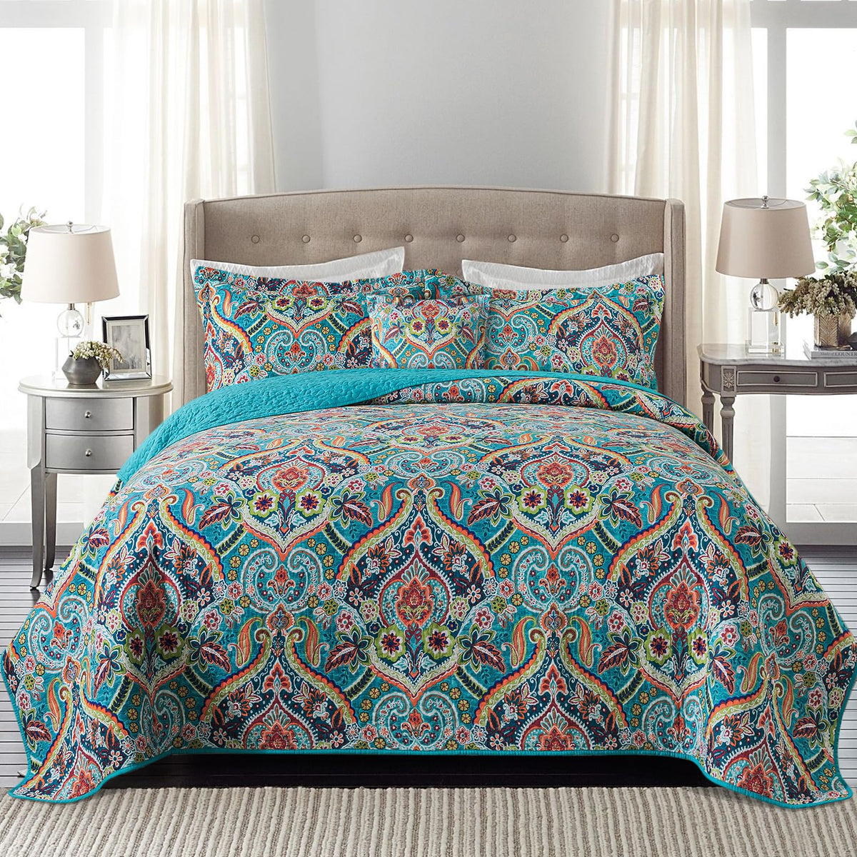 BEDIFANY 100% Cotton Cover Quilts King Size for Farmhouse- Fall Bedspread