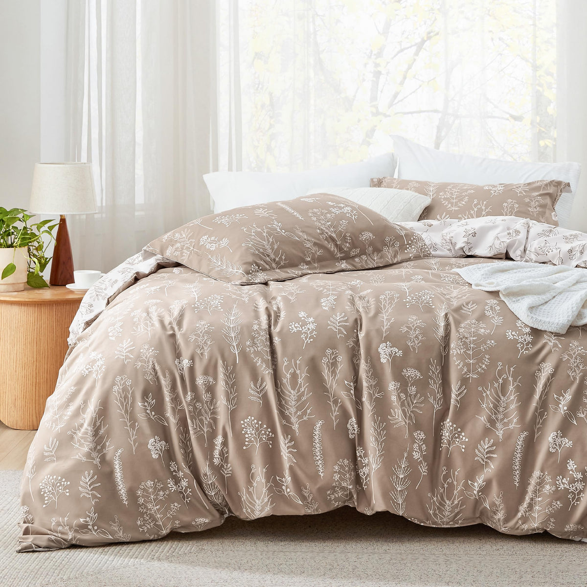Bedsure Floral Comforter Set Cute Bedding Set Twin/Twin XL Reversible Black