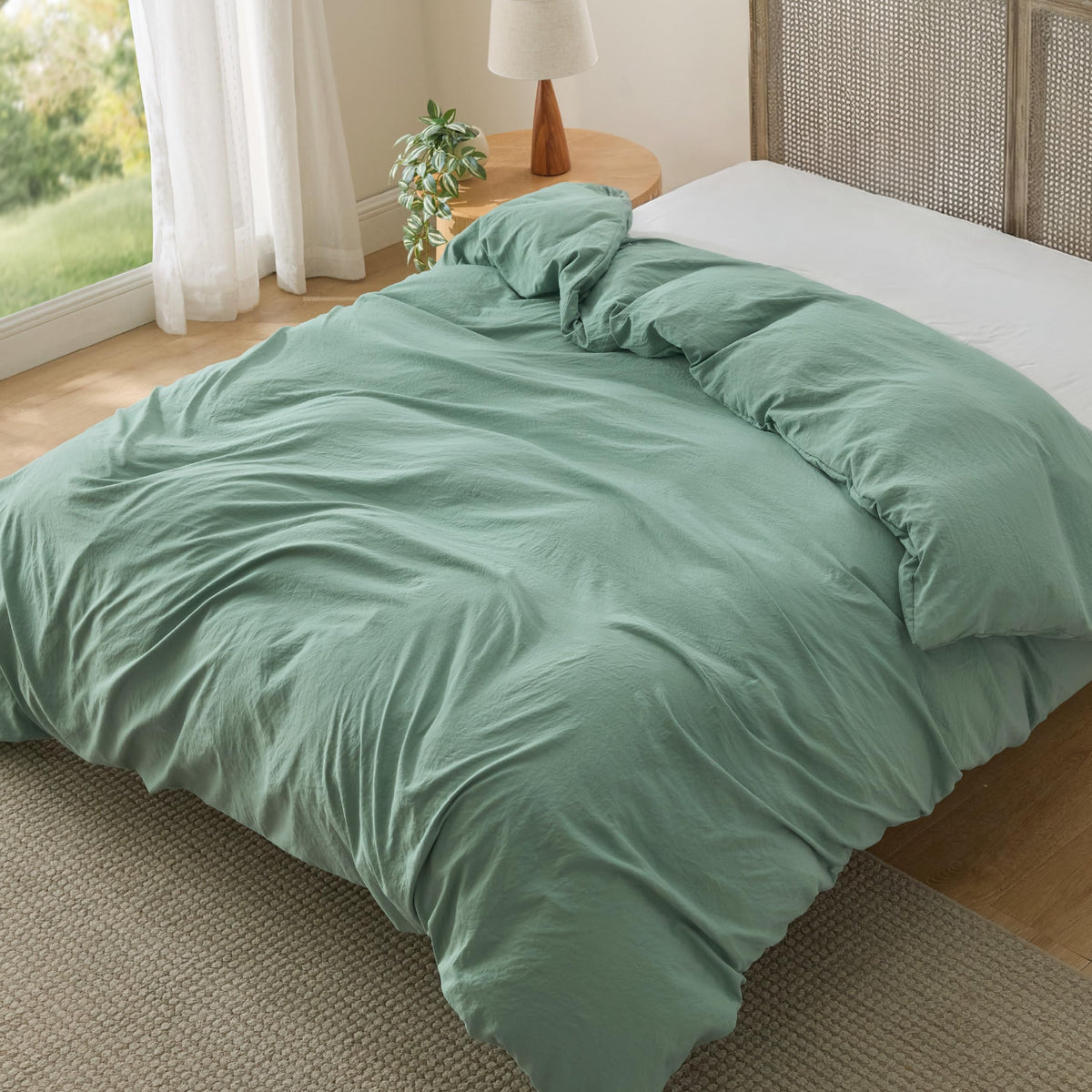 Bedsure Prewashed Duvet Cover Full, Cotton-Like Soft Bedding Set, White