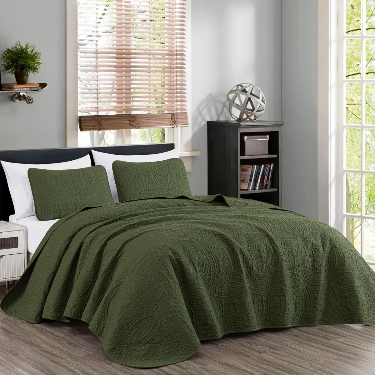 Chezmoi Collection Austin 3-piece Oversized Bedspread Coverlet Set (Queen, Teal)