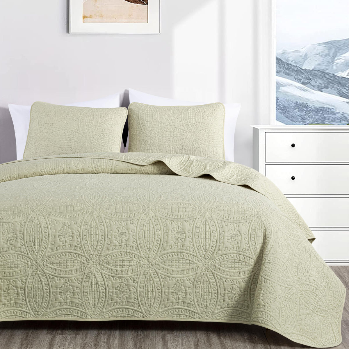 Chezmoi Collection Austin 3-piece Oversized Bedspread Coverlet Set (Queen, Teal)