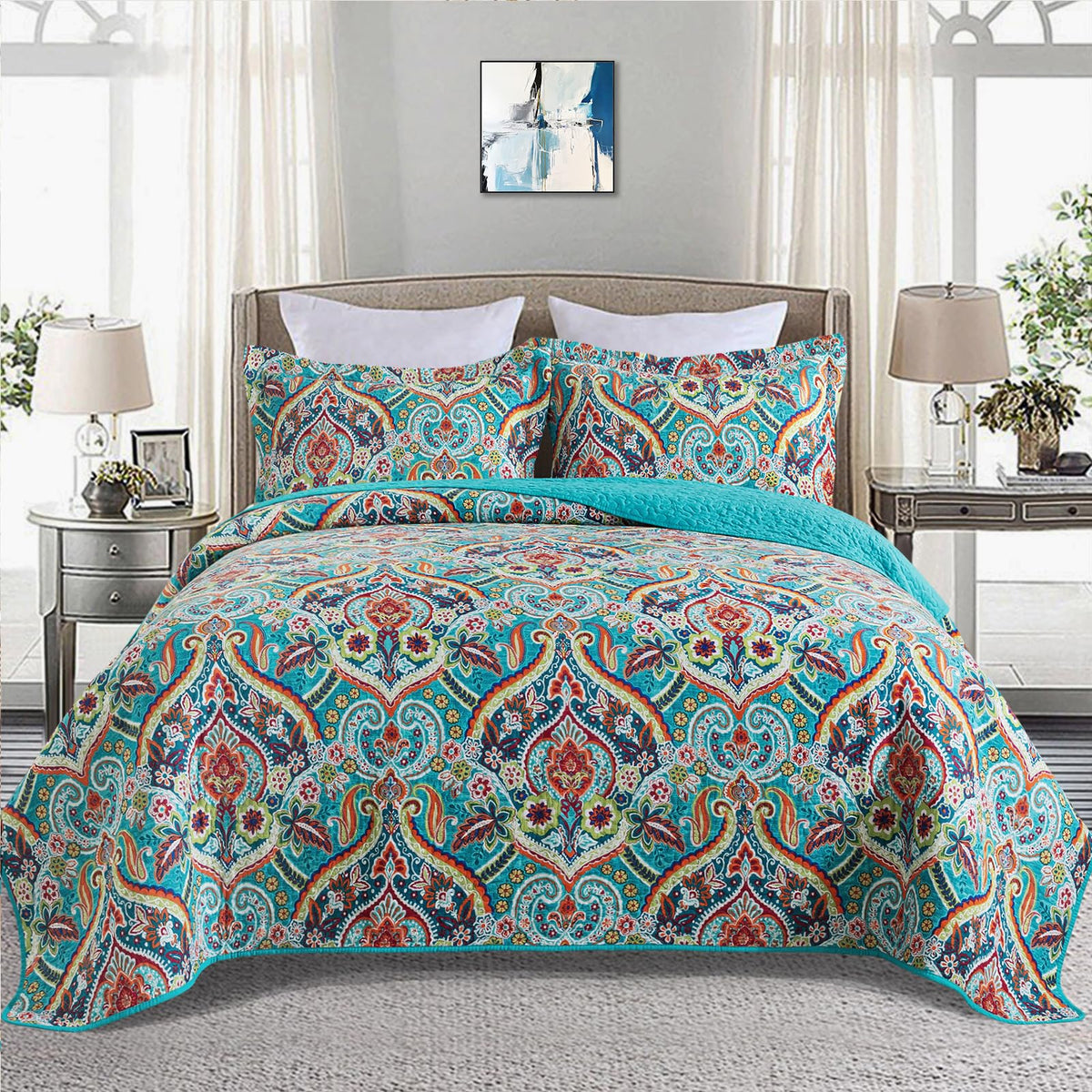 BEDIFANY 100% Cotton Cover Quilts King Size for Farmhouse- Fall Bedspread
