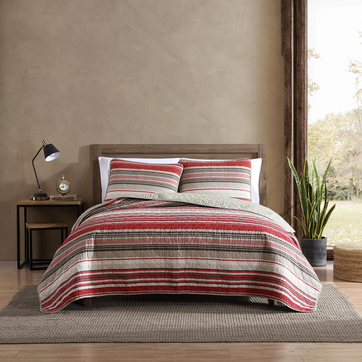 Eddie Bauer - Twin Reversible 100% Cotton Quilt Set with Coordinating Sham