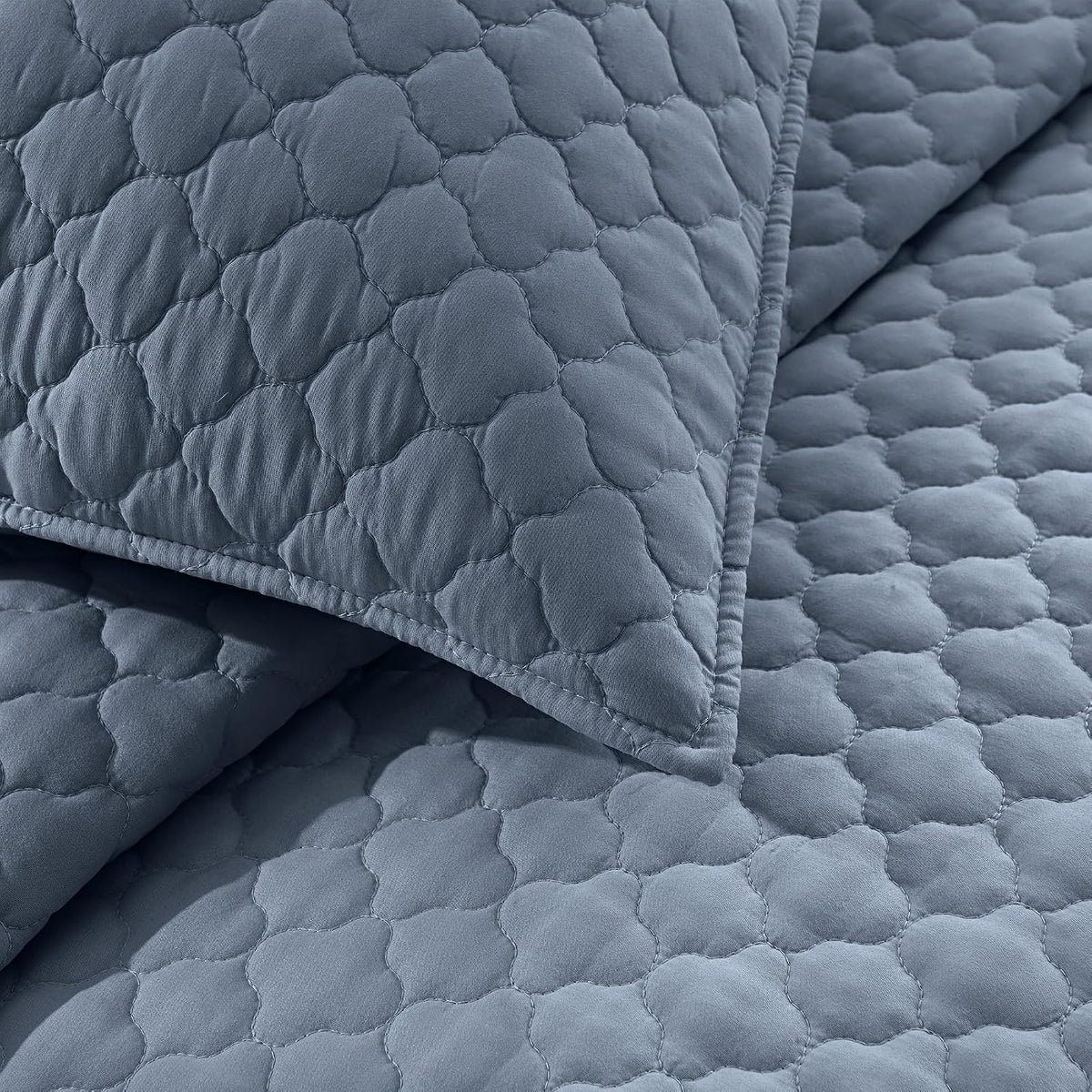 HORIMOTE HOME Quilt Twin Size Dusty Blue, Lightweight Quilt for Summer Ultra-Soft Microfiber Modern Style Quilted Clouds Pattern Bedspread Quit Set 2 Pieces (1 Quilt and 1 Pillow Sham)