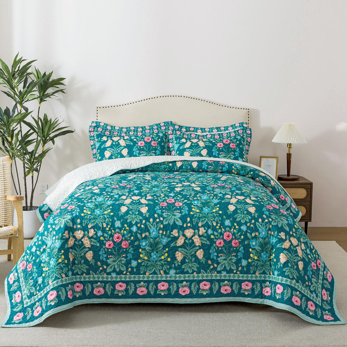 HoneiLife Oversized King Bedspreads 120x120 - Beach Quilt 3 Pieces, Coastal Quilt Sets, California King Quilt, Nautical Bedspreads Ocean Coverlets, Lightweight Bed Cover, Summer Quilts