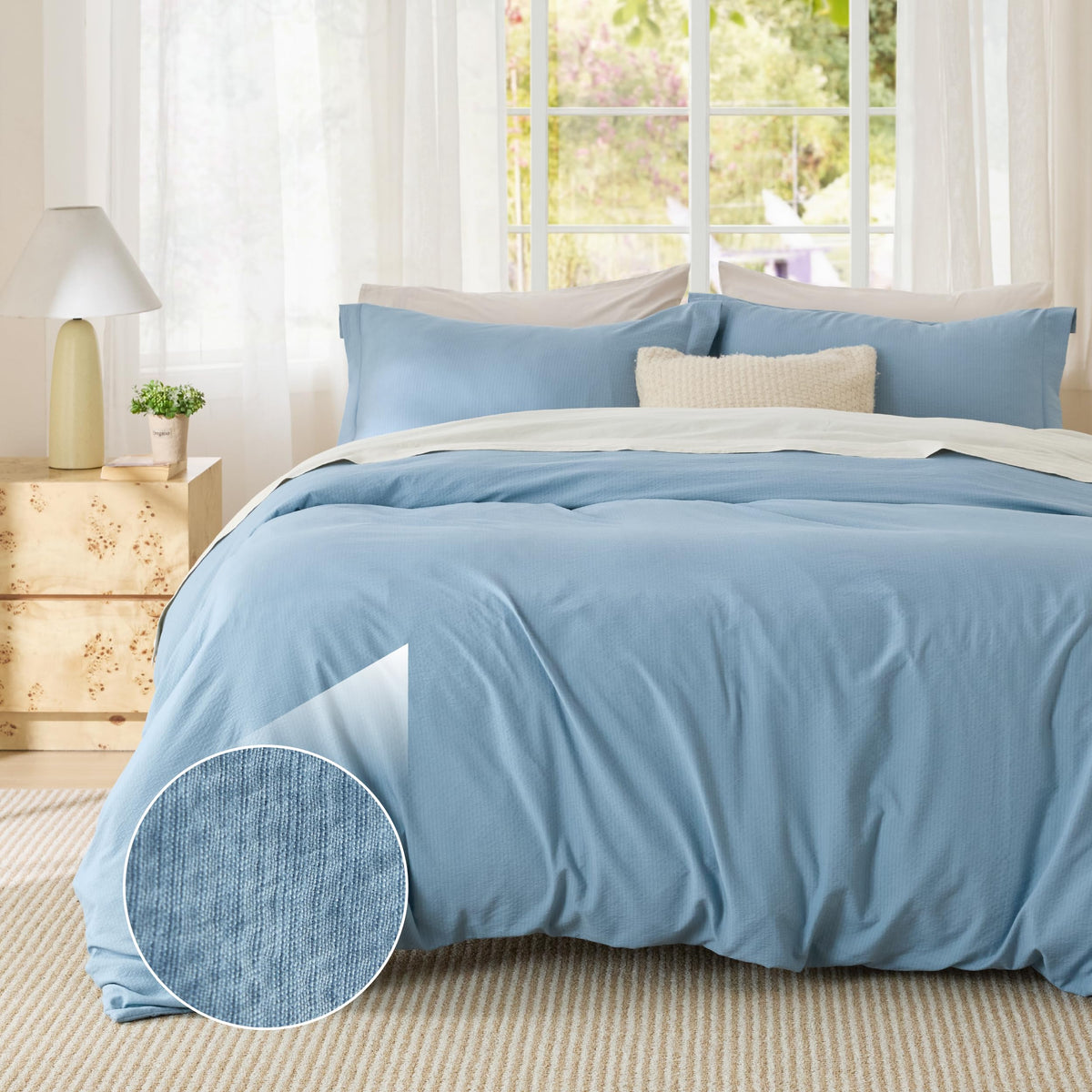 Bedsure Prewashed Twin/Twin XL Duvet Cover, Cotton-Like Bedding Set, White