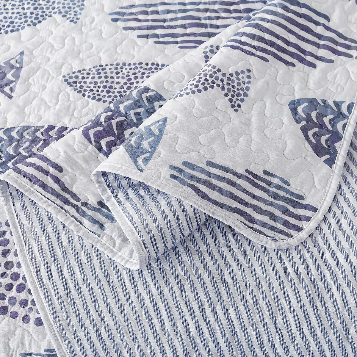 SLPR - Coastal Nautical Fish Quilt Set, Queen with 2 Shams, Lake Bedding