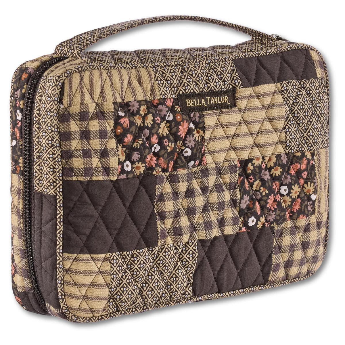 Bella Taylor Bible Cover, Quilted Bible Case, Khaki Patchwork