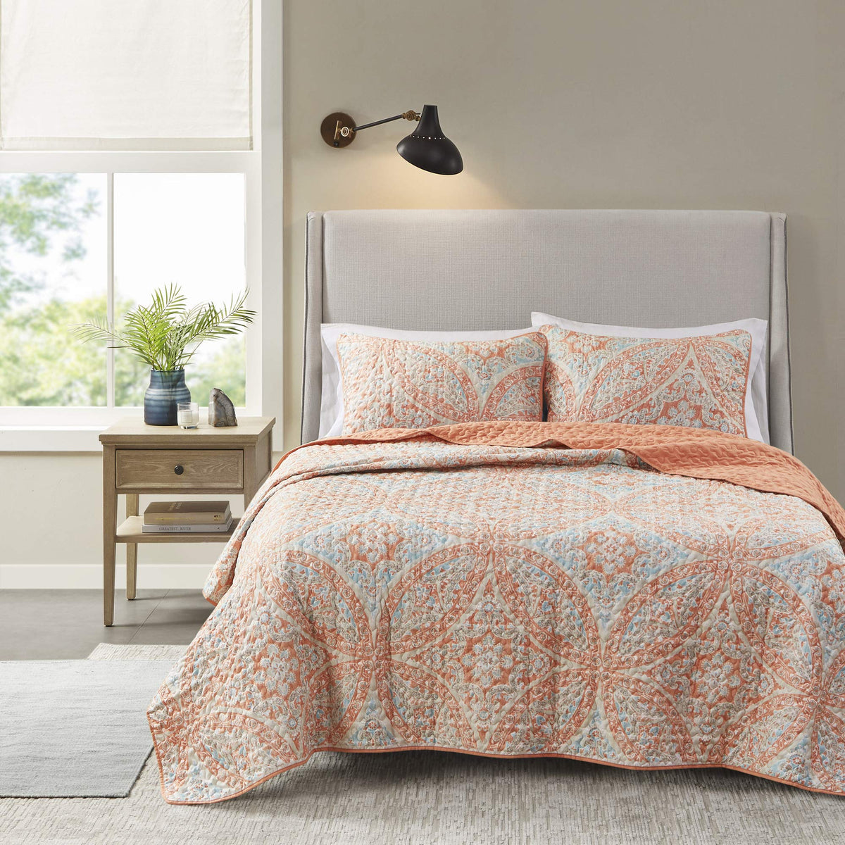 Comfort Spaces Gloria Boho Twin XL Quilt Set 2 Piece for Summer Aqua