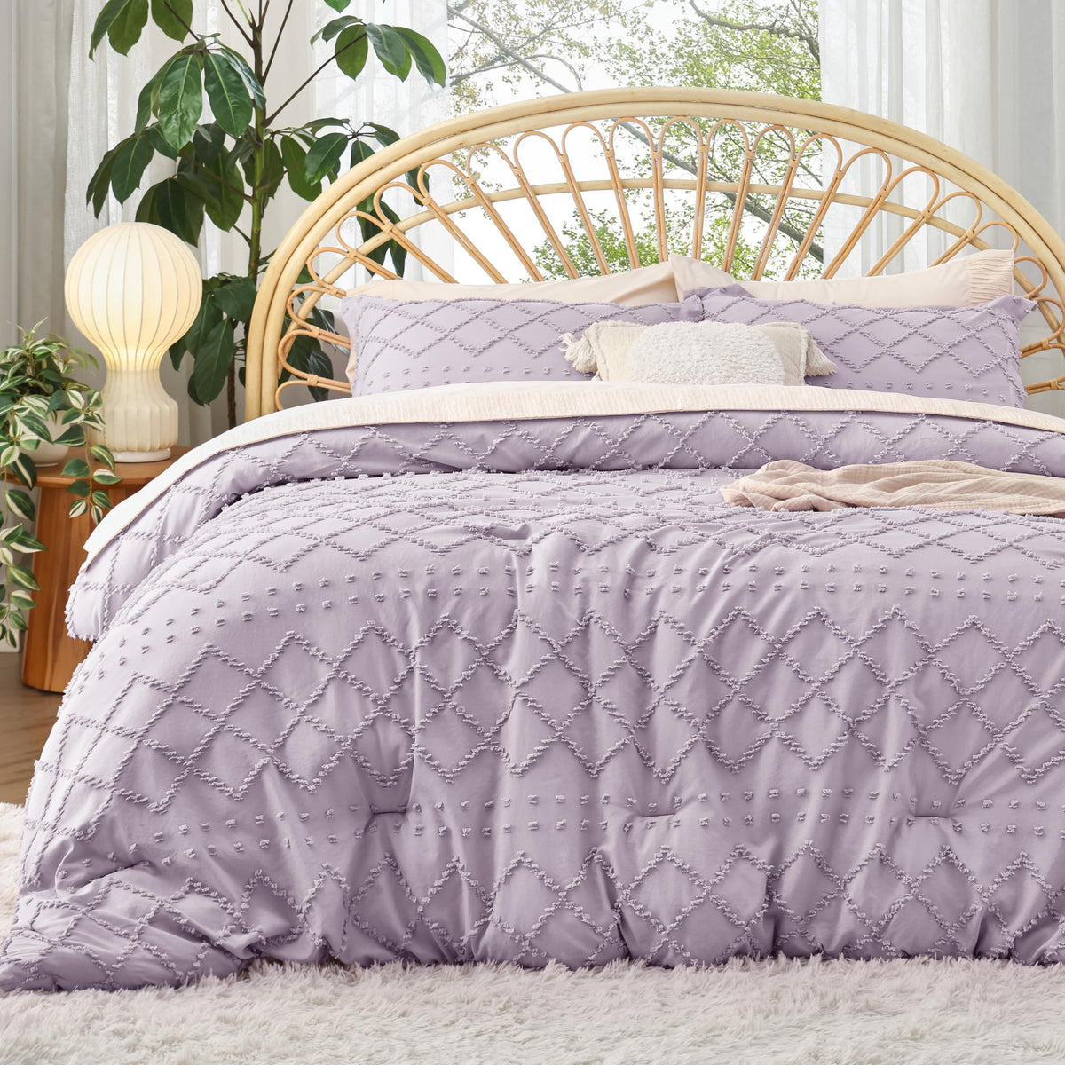 Bedsure Boho Tufted White Twin XL Comforter Set, Farmhouse-Style Bedding