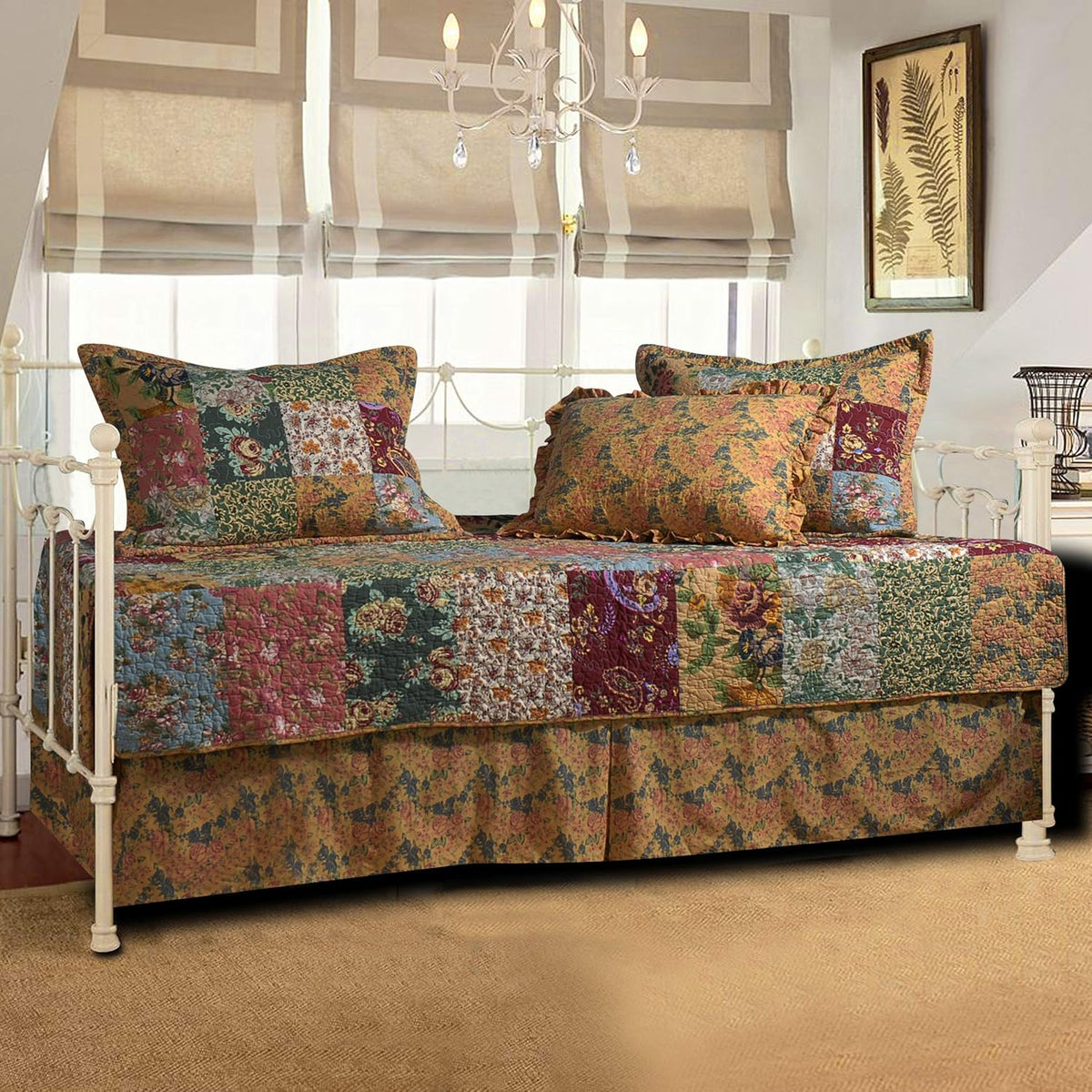 Greenland Home Fashions Antique Chic 5-Piece Daybed Quilt Set, Multicolor