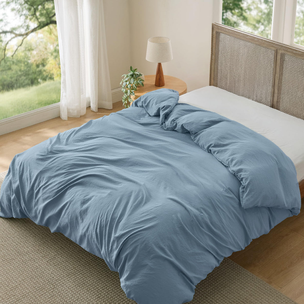 Bedsure Prewashed Duvet Cover Full, Cotton-Like Soft Bedding Set, White