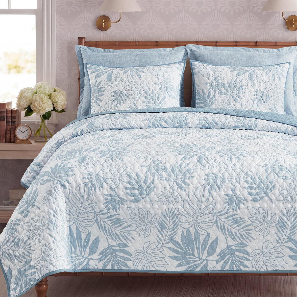 Twin/Twin XL Quilt Set-2 Pieces Soft Bedding Floral Reversible Coverlet