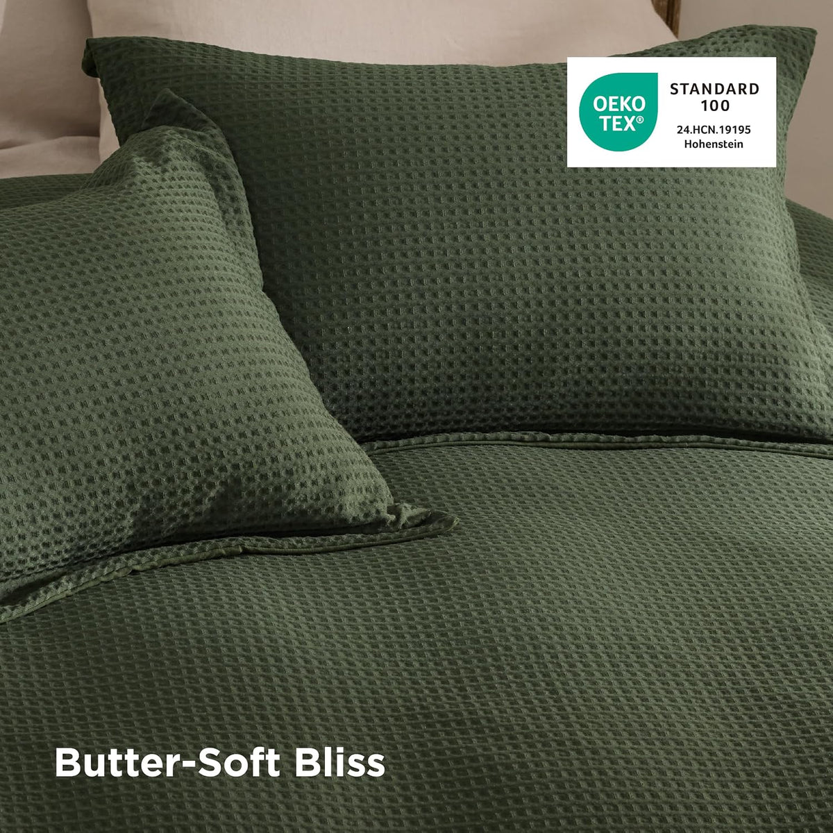 Bedsure Textured Duvet Cover King Size, Soft & Breathable Comforter Cover for All Season, 3 Pieces Wrinkle-Resistant Zipper Bedding with 8 Corner Ties, Olive Green