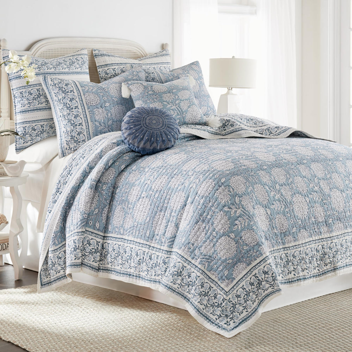 Levtex Home Adare Taupe Reversible King Duvet Cover Set (106x94in) with 2 Pillowcases (36x20in) - Floral Bedding - Taupe and White - Cotton King Size Duvet Cover Set - Soft, Pre-Washed