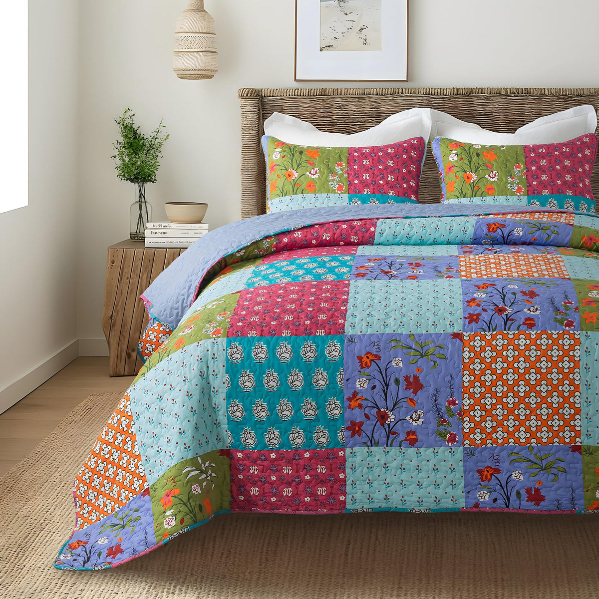 SLPR - Coastal Nautical Fish Quilt Set, Queen with 2 Shams, Lake Bedding