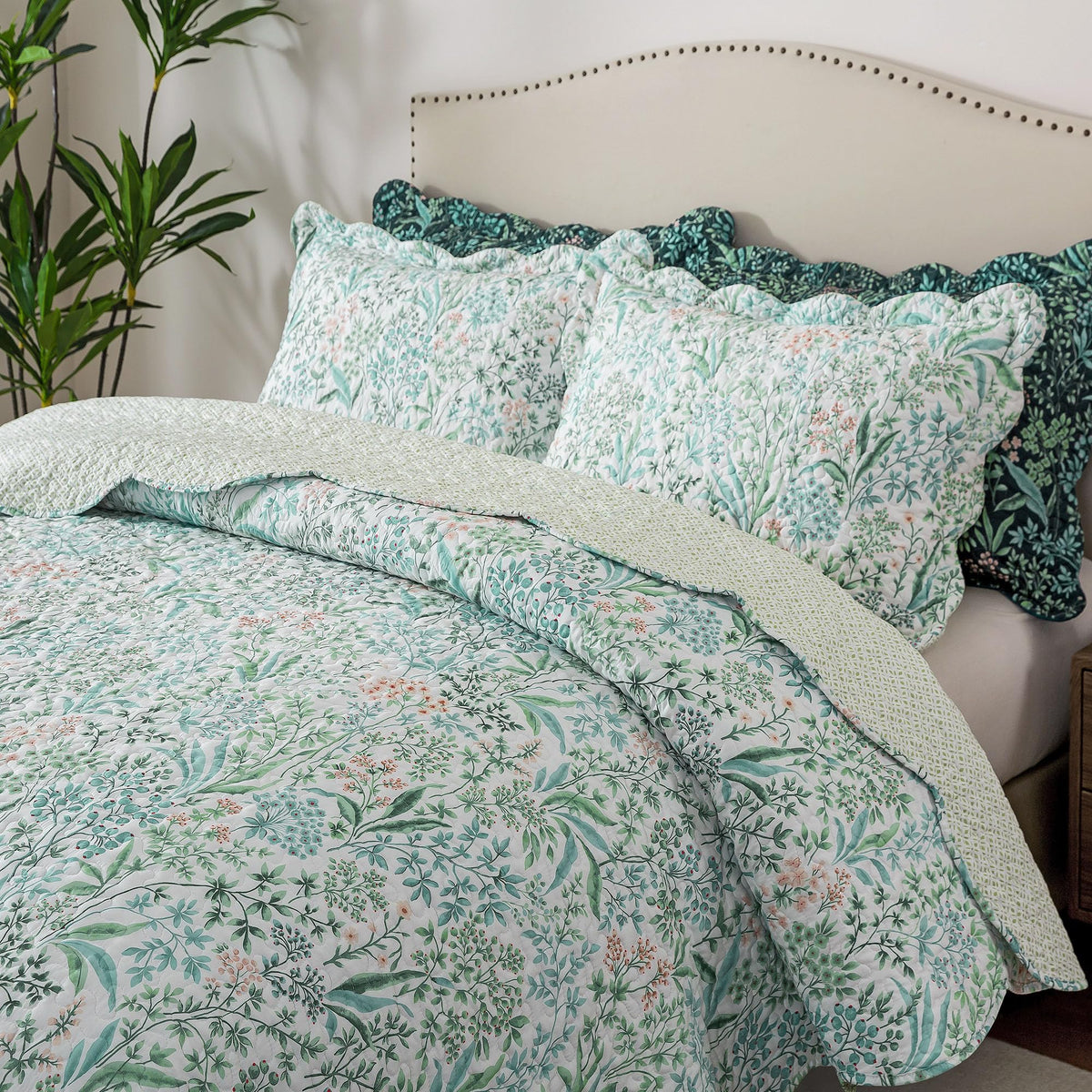 HoneiLife Oversized King Bedspreads 120x120 - Beach Quilt 3 Pieces, Coastal Quilt Sets, California King Quilt, Nautical Bedspreads Ocean Coverlets, Lightweight Bed Cover, Summer Quilts