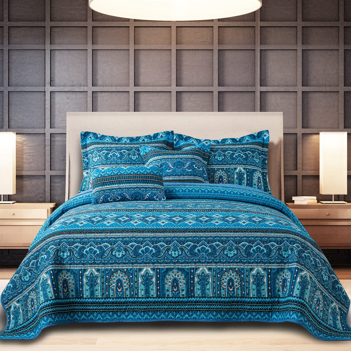 BEDIFANY 100% Cotton Cover Quilts King Size for Farmhouse- Fall Bedspread