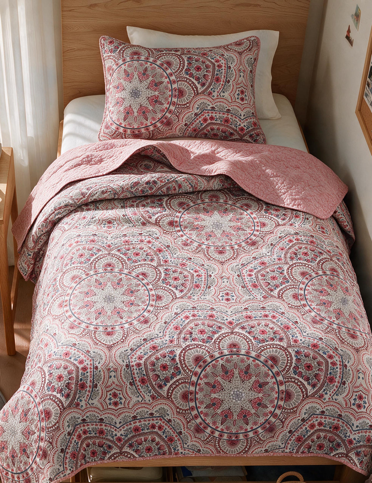 Comfort Spaces Valerie Boho Reversible Twin Quilt Bedding Set, 2 PC, Blue