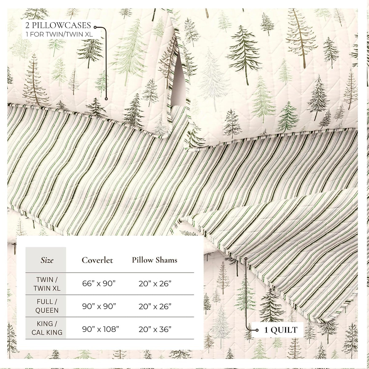 Great Bay Home Lodge Quilt Set - 2-Piece Twin/Twin XL Size Rustic Bedding Set - Lightweight, All-Season, Reversible Bedspread (Lodge Trees)