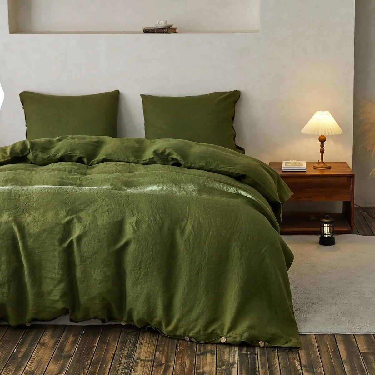 Simple&Opulence 100% Linen Duvet Cover Set, Belgian Flax Breathable Bedding, Comforter Cover+ Pillowsham with Coconut Button Closure, memorial day