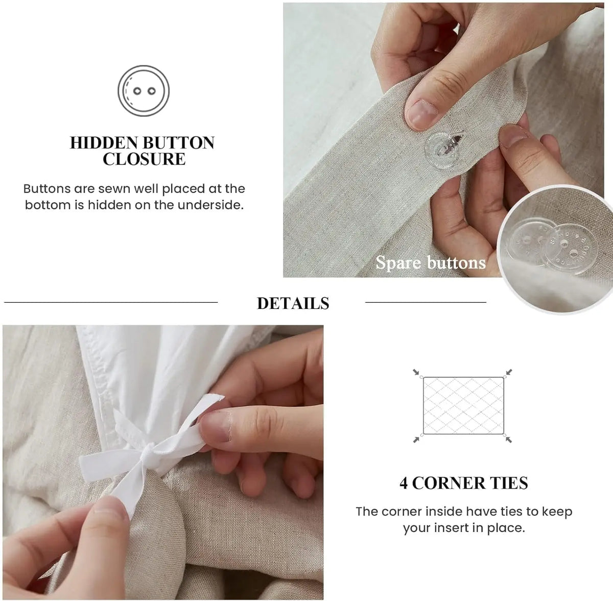 Simple&Opulence 100% Linen Duvet Cover Set, Natural French Flax Ruffle Duvet Cover, Breathable Comfy Linen Bedding Comforter Cover with Pillowcase,tiktokshopsummersale