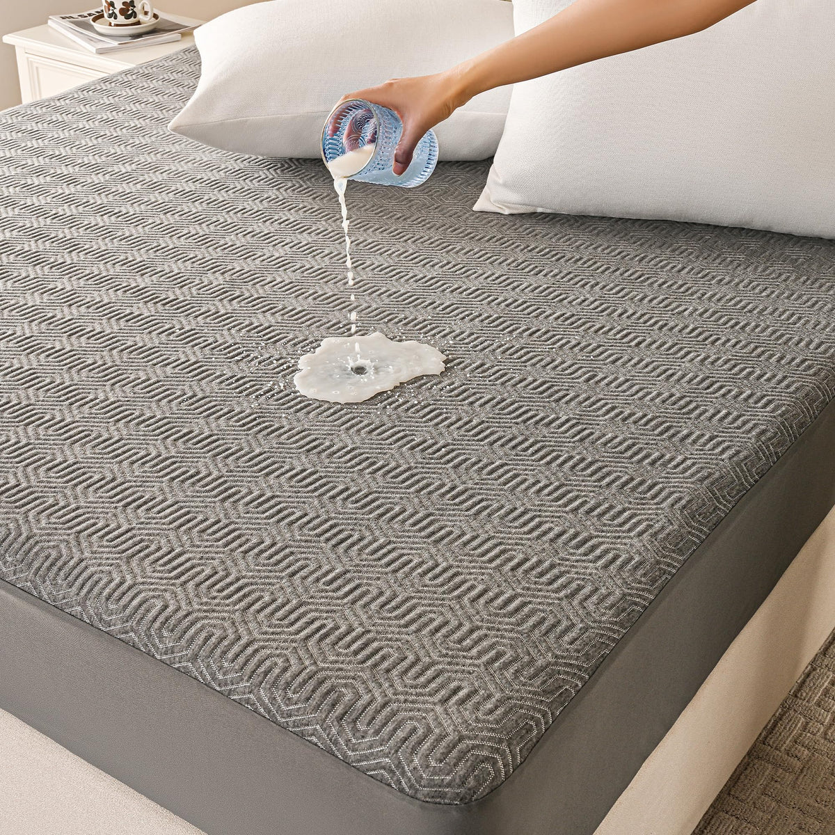 GRT Twin Mattress Protector Waterproof, Hollow Cotton Quilted Mattress Pad