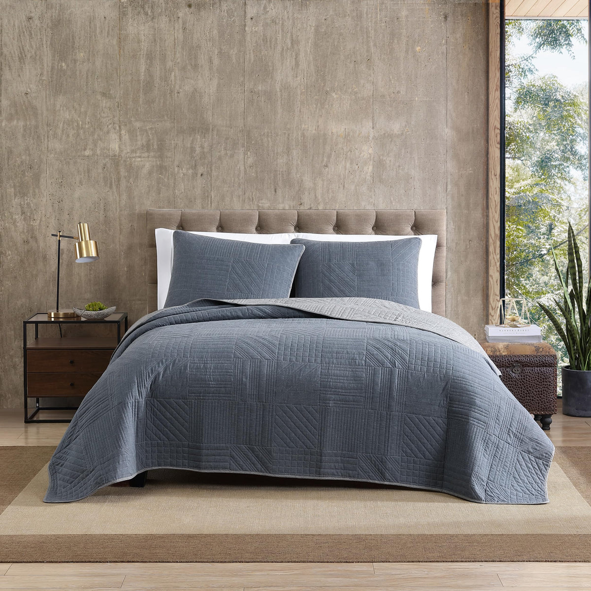 Eddie Bauer - Twin Reversible 100% Cotton Quilt Set with Coordinating Sham