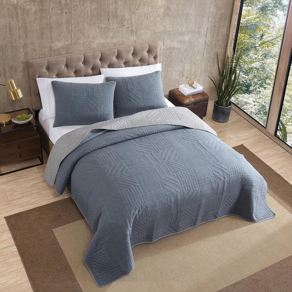 Eddie Bauer - Twin Reversible 100% Cotton Quilt Set with Coordinating Sham