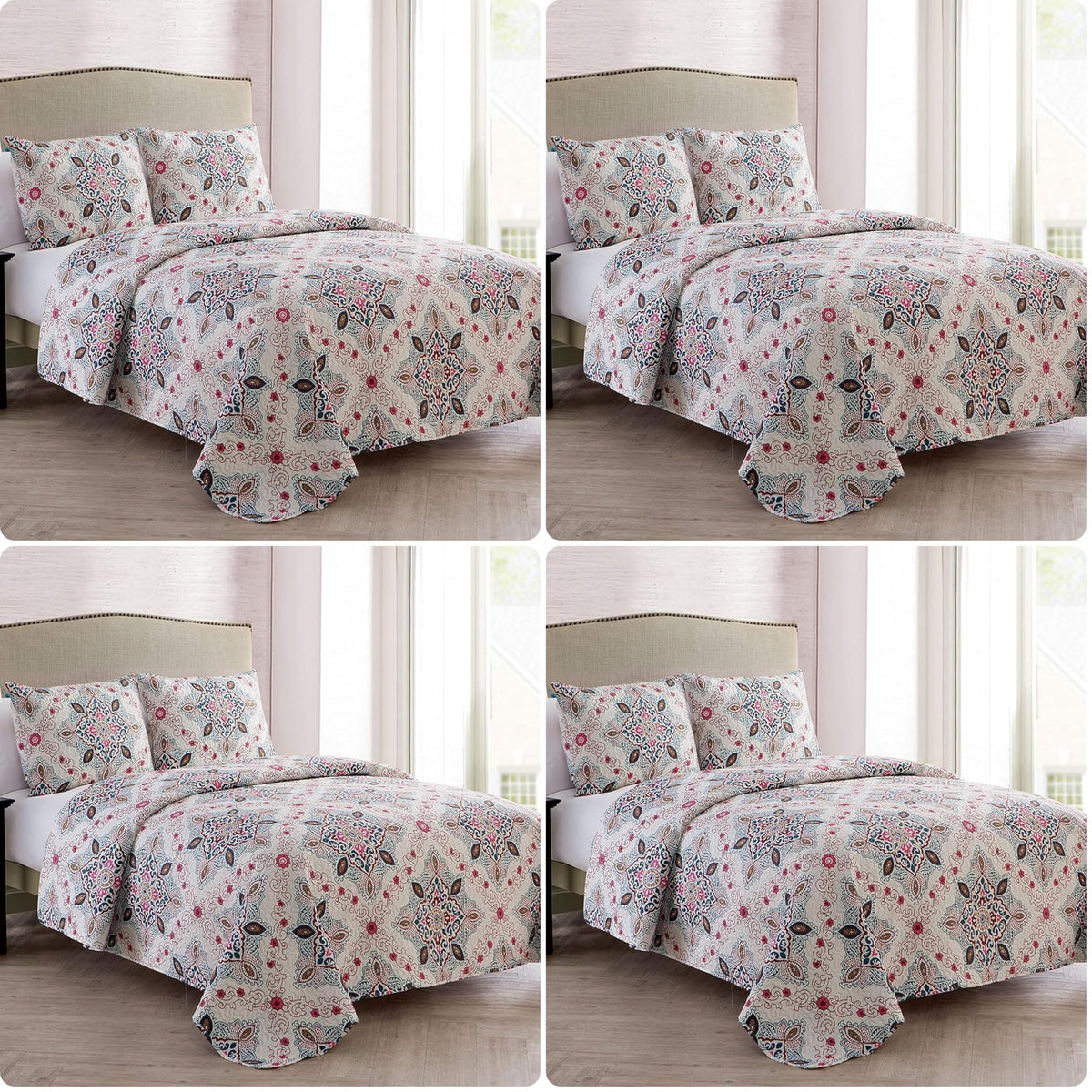 VCNY Home Caroline Quilt Set, King 3-Piece, Taupe