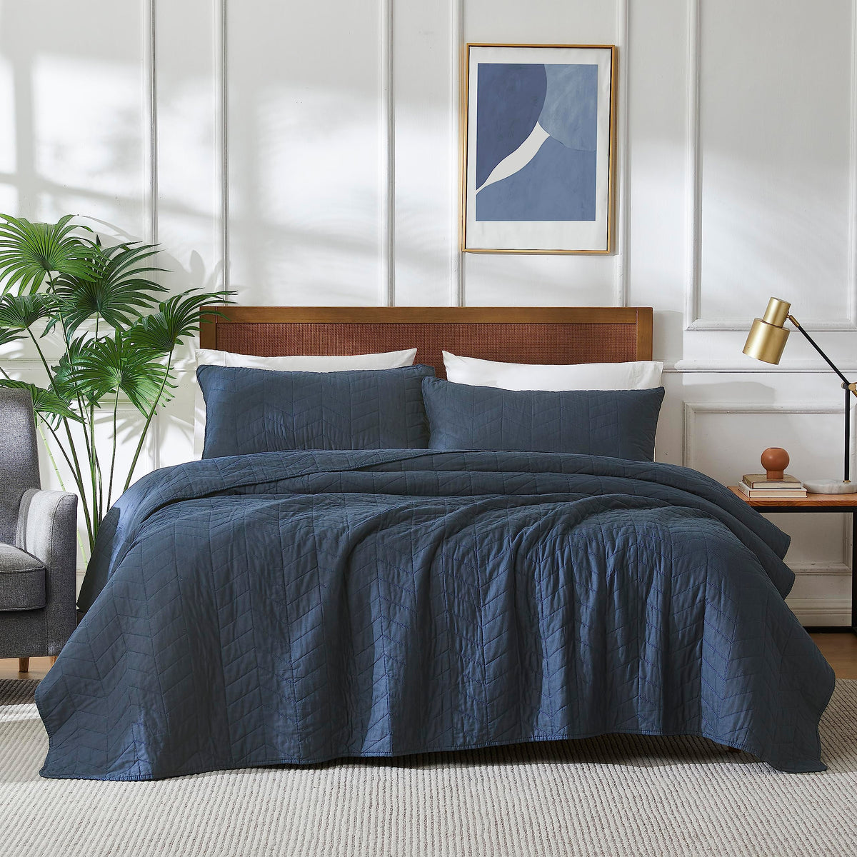 palassio Green Cotton Quilt Queen Size Bedding Sets with Pillow Shams, Olive Lightweight Soft Bedspread Coverlet, Sage Quilted Comforter Bed Cover for All Season, 3 Pieces, 90x96 inches