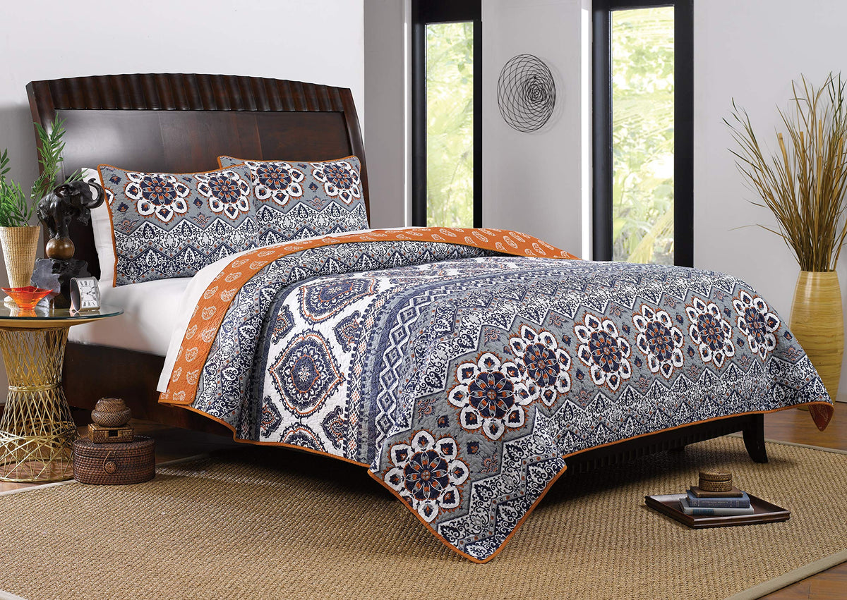 Greenland Home 100% Cotton Fashion Quilt Collection, Prewashed, Reversible Quilt Set, 2-Piece Twin/XL, Katy