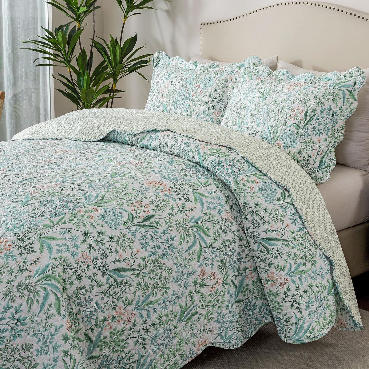 HoneiLife Oversized King Bedspreads 120x120 - Beach Quilt 3 Pieces, Coastal Quilt Sets, California King Quilt, Nautical Bedspreads Ocean Coverlets, Lightweight Bed Cover, Summer Quilts