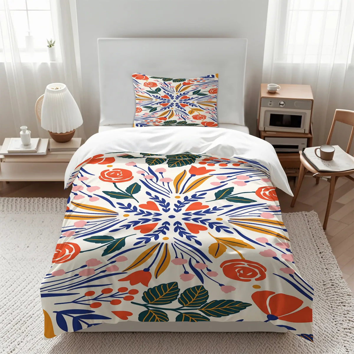 2/3Pcs Boho Floral Duvet Cover Set, Vibrant Tropical Botanical Comforter Cover, Black Background Bohemian Bedding Set with Pillowcases, No Filler, For Women Teen Girls Bedroom Dorm Apartment Home Decor