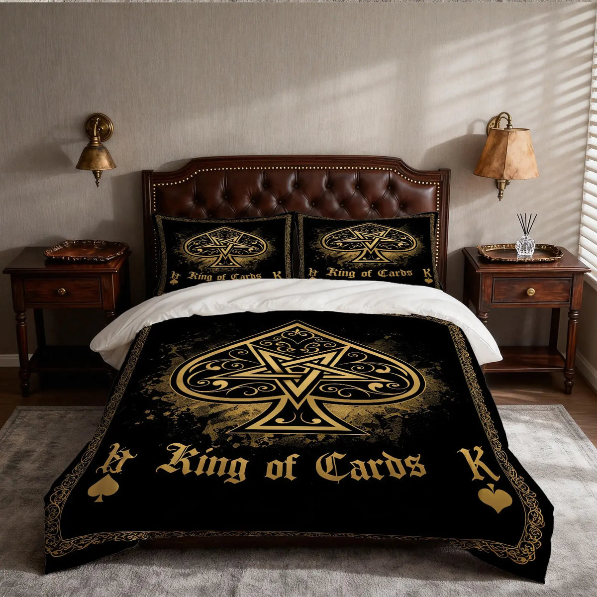 Gothic Ace Of Spades Poker Printed Duvet Cover Set, 2/3 Pack (1 Duvet Cover + 1/2 Pillowcases, No Inserts), Soft Cozy Bedding, Theme Bedding Set, for Teen and Adult Bedrooms, Perfect Gift for Boys