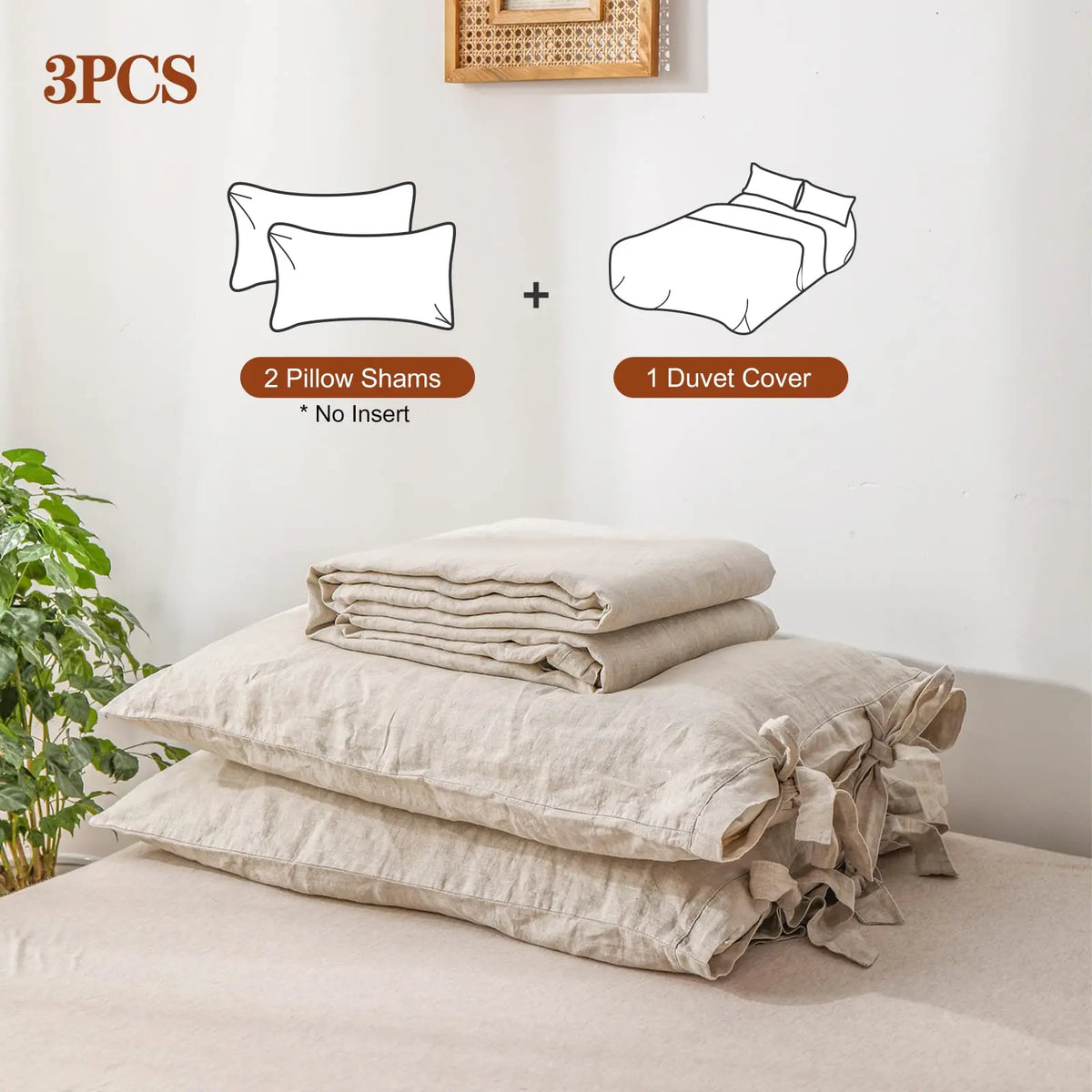 Simple&Opulence 100% Linen Duvet Cover Set, Belgian Flax Cooling Durable Stone Washed Breathable Bedding with Tie Closure, Memorial Day Gift Option