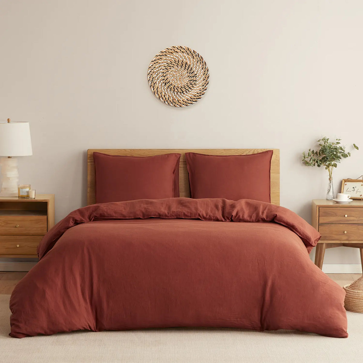 DAPU 100% Linen Duvet Cover Set, Pure Natural French Flax Linen Duvet Cover With 8 Corner Ties and Zipper Closure, Soft Breathable Durable for Hot Sleepers, Cool in the Summer