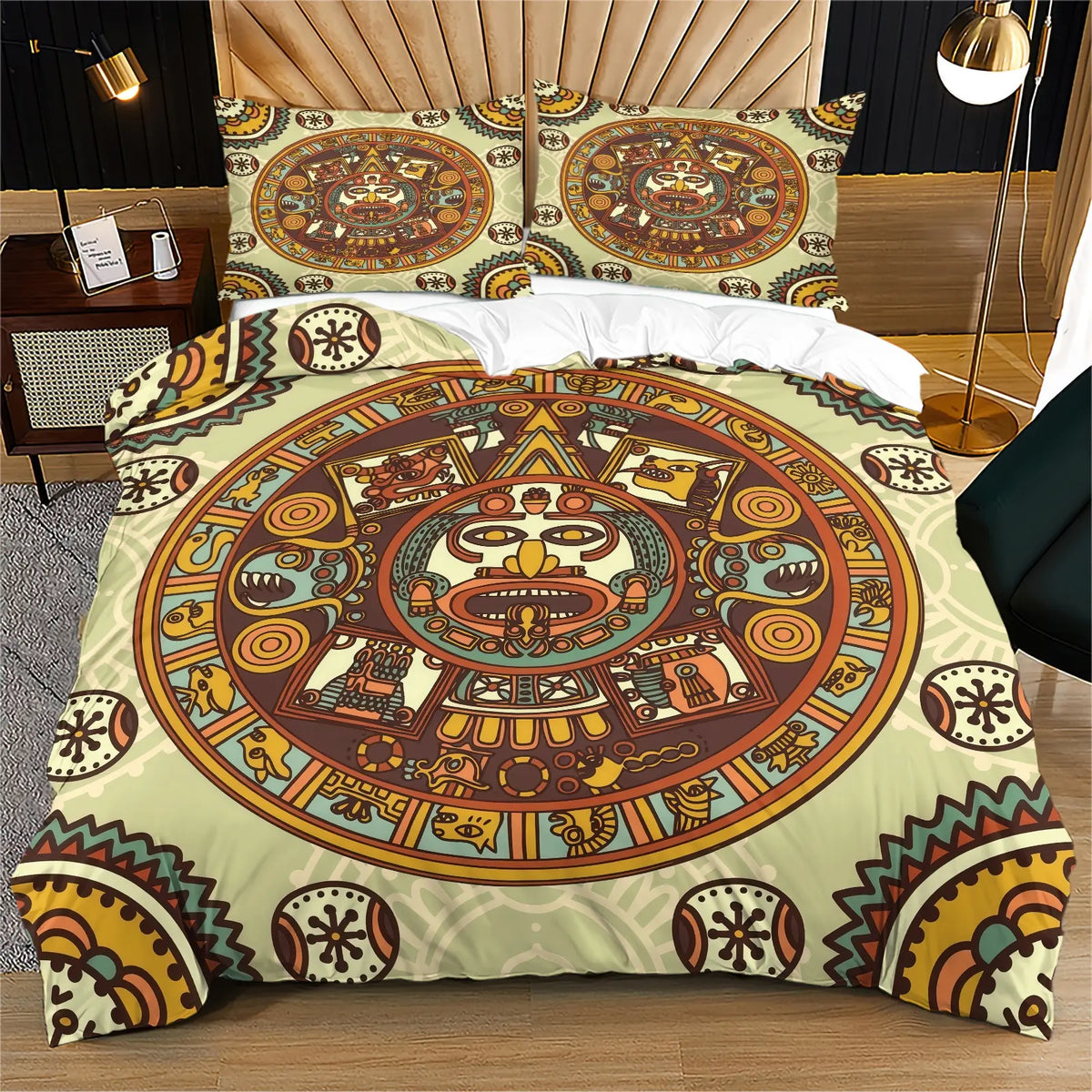 Aztel Sunstone Pattern Duvet Cover Set, Soft And Comfortable Bedding Set, Including 1 Duvet Cover And 1 Or 2 Pillowcases (Not Including Fillers), Suitable For Teenagers And Adults, Bedroom, Apartment, Guest Room, Dormitory Scene