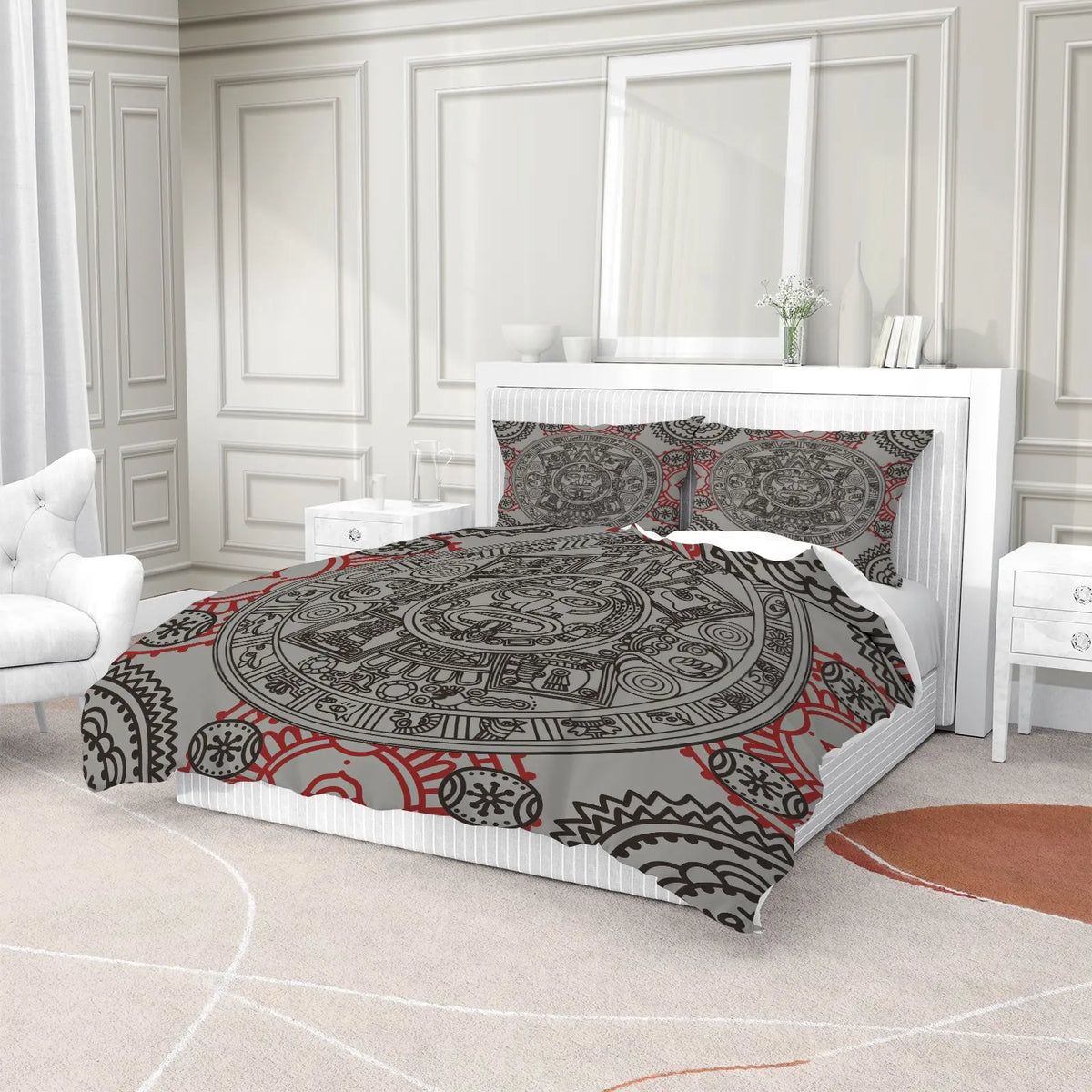 Aztel Sunstone Pattern Duvet Cover Set, Soft And Comfortable Bedding Set, Including 1 Duvet Cover And 1 Or 2 Pillowcases (Not Including Fillers), Suitable For Teenagers And Adults, Bedroom, Apartment, Guest Room, Dormitory Scene