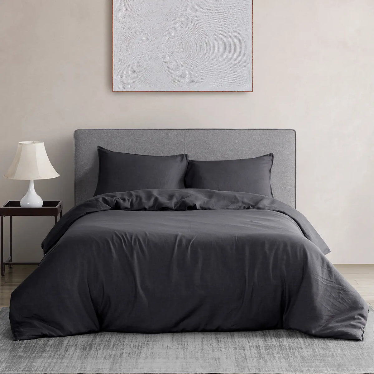 DAPU 100% Linen Duvet Cover Set, Pure Natural French Flax Linen Duvet Cover With 8 Corner Ties and Zipper Closure, Soft Breathable Durable for Hot Sleepers, Cool in the Summer