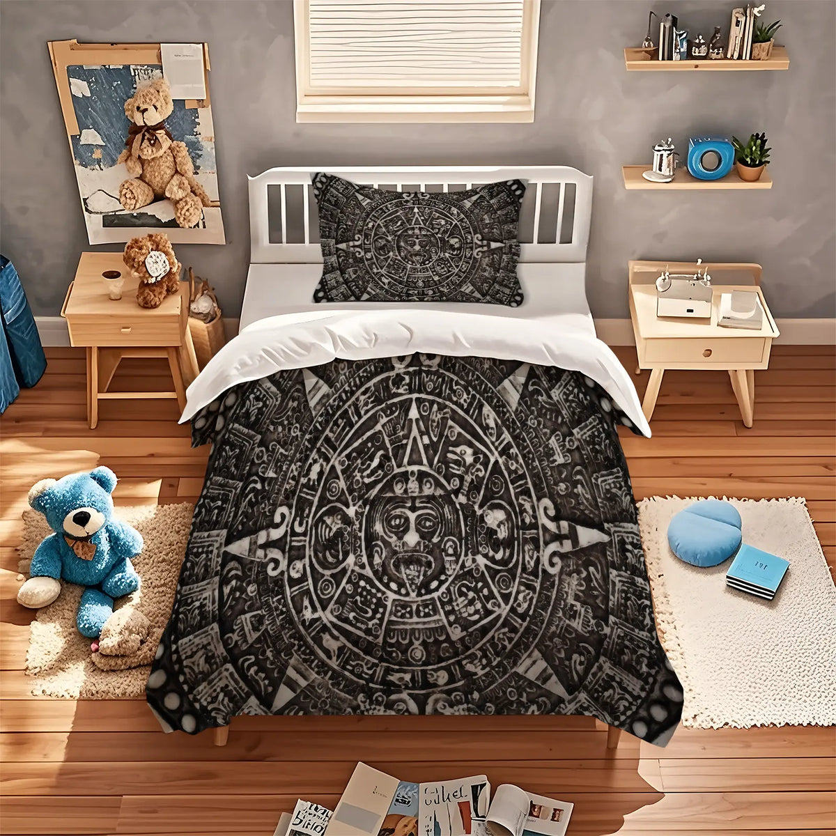 Aztel Sunstone Pattern Duvet Cover Set, Soft And Comfortable Bedding Set, Including 1 Duvet Cover And 1 Or 2 Pillowcases (Not Including Fillers), Suitable For Teenagers And Adults, Bedroom, Apartment, Guest Room, Dormitory Scene