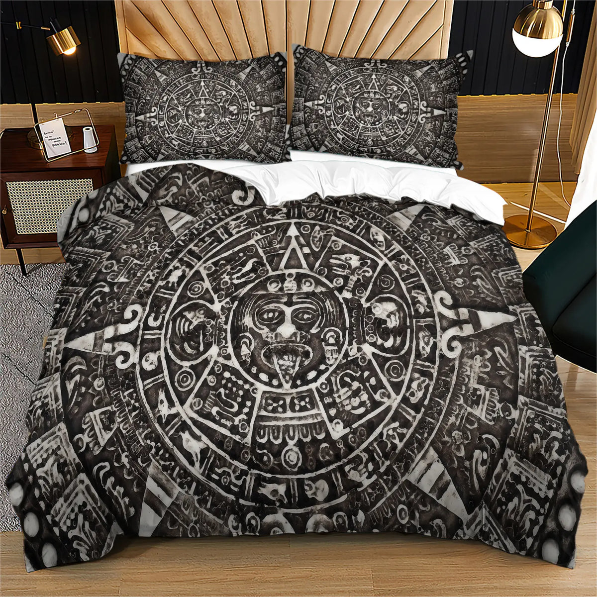 Aztel Sunstone Pattern Duvet Cover Set, Soft And Comfortable Bedding Set, Including 1 Duvet Cover And 1 Or 2 Pillowcases (Not Including Fillers), Suitable For Teenagers And Adults, Bedroom, Apartment, Guest Room, Dormitory Scene