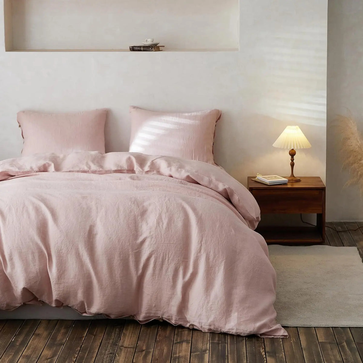 Simple&Opulence 100% Linen Duvet Cover Set, Belgian Flax Breathable Bedding, Comforter Cover+ Pillowsham with Coconut Button Closure, memorial day