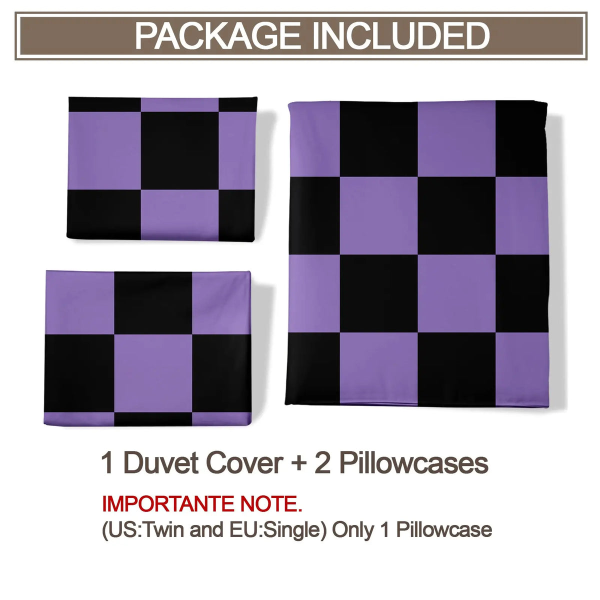 2/3Pcs Purple Black Checkerboard Duvet Cover Set, Grid Print Comforter Cover, Soft Microfiber Bedding Set (No Filler), Trendy Check Bed Set for Teens, Bedroom & Dorm Decor